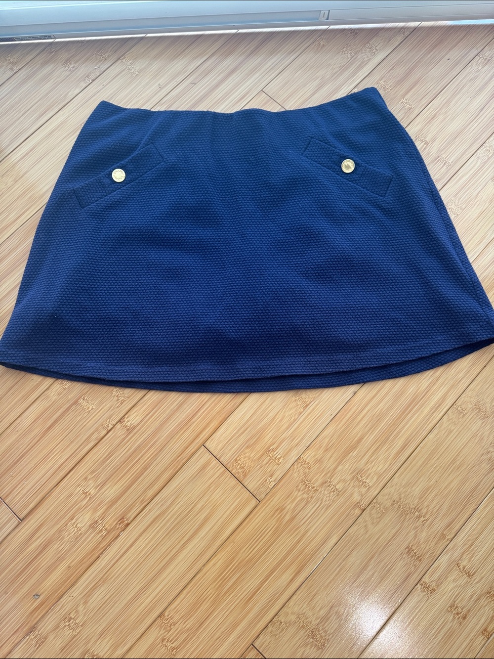Lilly Pulitzer Navy Mini Skirt with Gold Buttons